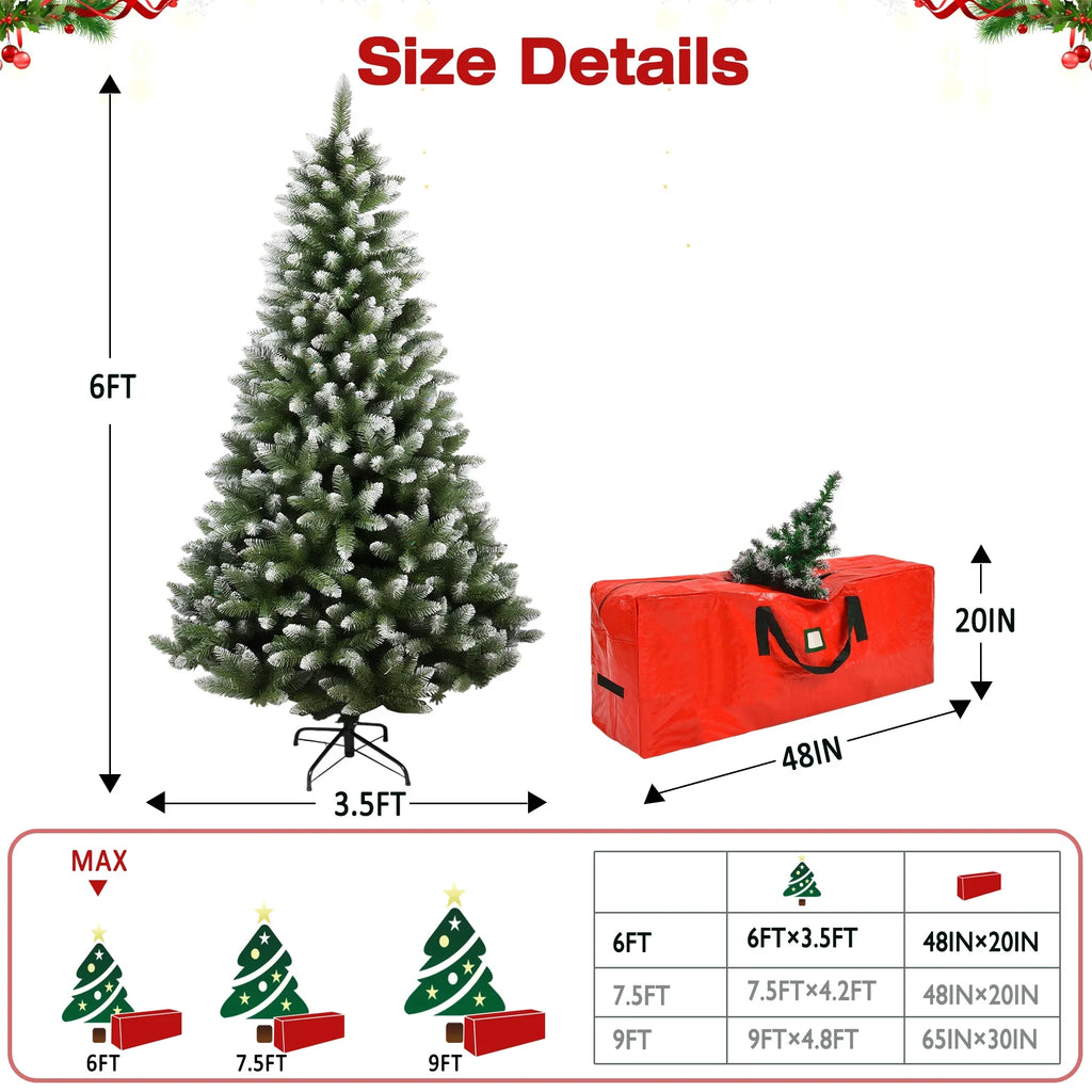 Yexmas 9ft Pre-Lit Green Christmas Tree, 11 Modes Colored LED Lights, Artificial Xmas Tree with Large Storage Bag