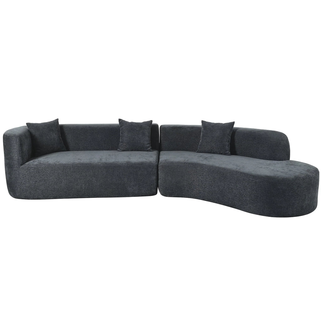 Harper & Bright Designs Modern Curved Floor Sofa Set, Modular Sectional Sponge Couch for Living Room, 2 PC Free Combination No Assembly Foam-Filled Sofa, Beige