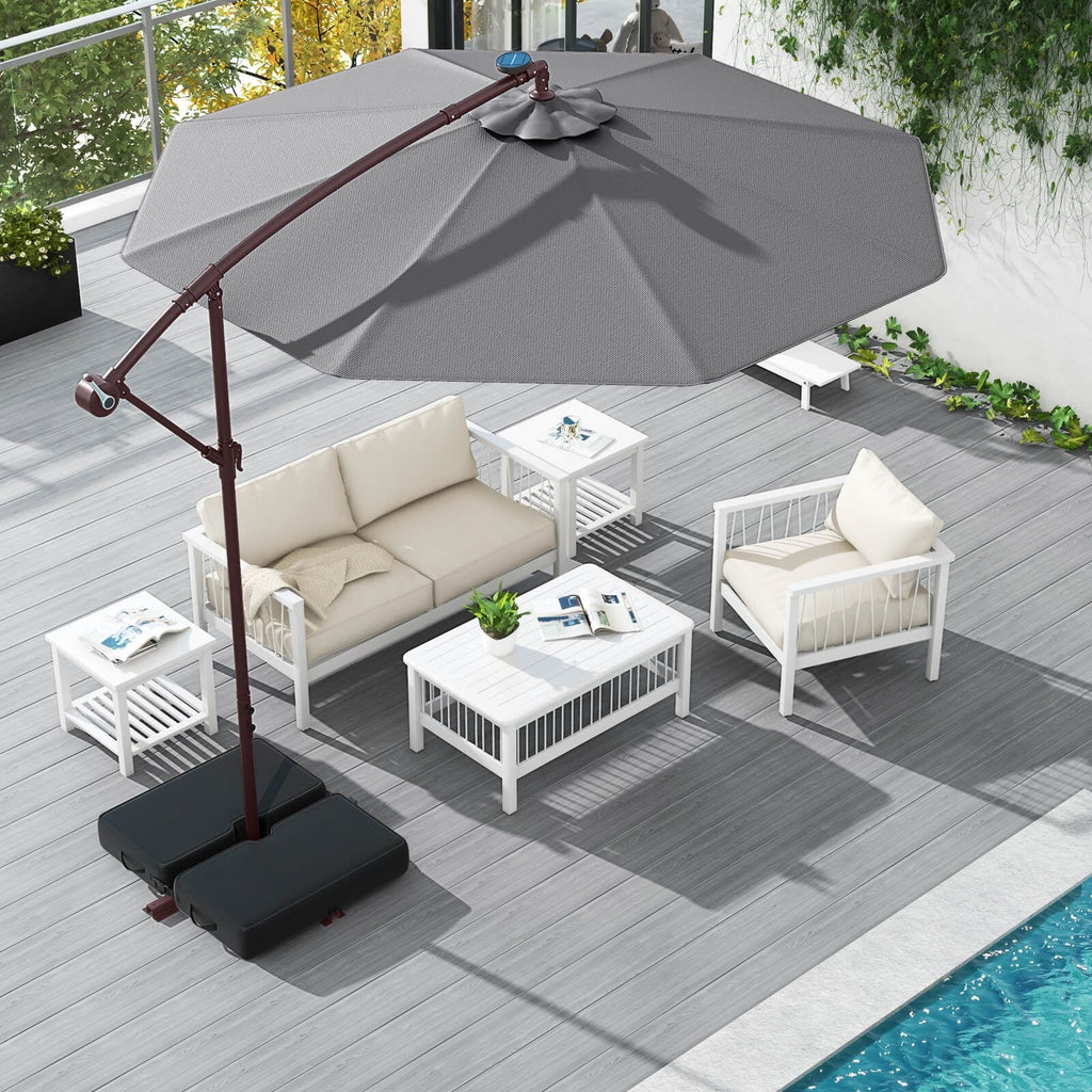 Costway 98.40" Navy Cantilever Patio Umbrella, Base-Included