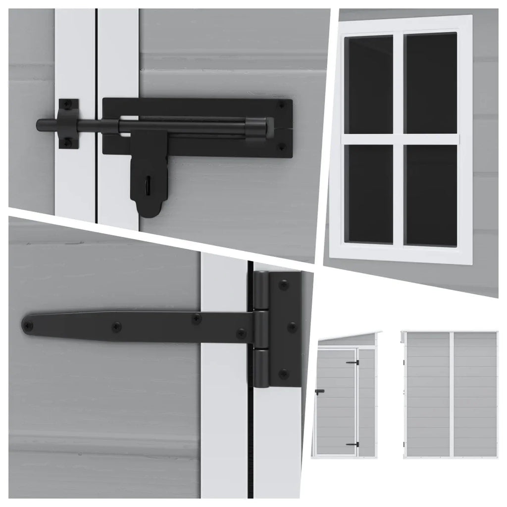 Syngar Outdoor Storage Shed with Lockable Doors, Dark Gray