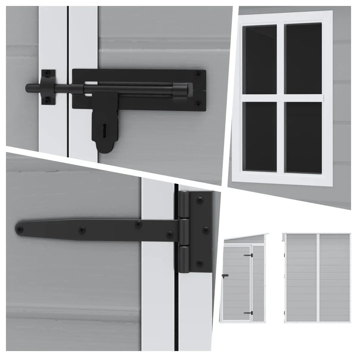 Syngar Outdoor Storage Shed with Lockable Doors, Dark Gray