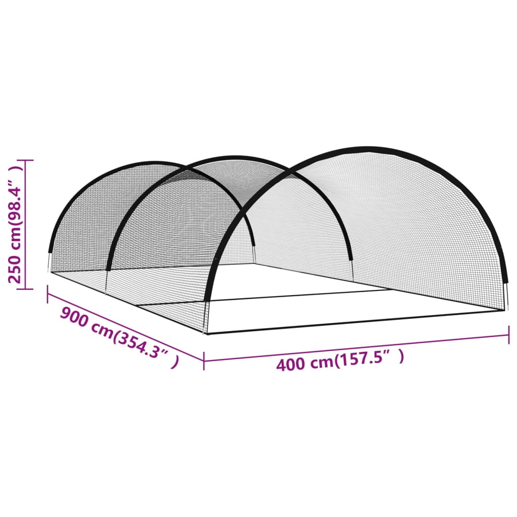 vidaXL Baseball Batting Cage Net Black 236.2"x157.5"x98.4" Polyester
