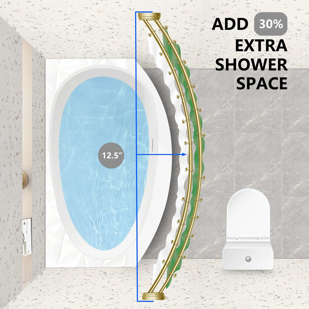 Utopia Alley Rustproof Wall Mounted Aluminum Double Curved Shower Curtain Rod, Screw Mount Rod, Secure Than Tension, Adjustable Shower Rod from 45" to 72", Includes shower liner & hooks (Bronze)