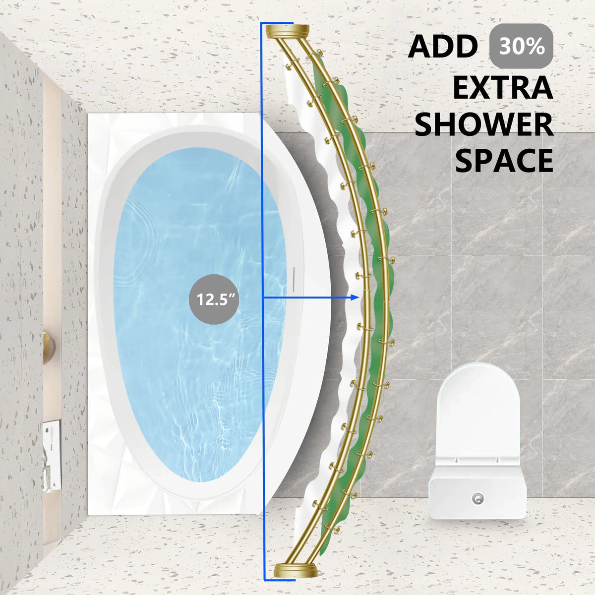 Utopia Alley Rustproof Wall Mounted Aluminum Double Curved Shower Curtain Rod, Screw Mount Rod, Secure Than Tension, Adjustable Shower Rod from 45" to 72", Includes shower liner & hooks (Bronze)
