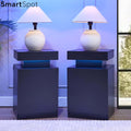Nightstand Set Of 2, Wooden Night Stand With LED Lights, Modern Bedside Table With Storage Cabinet, Black