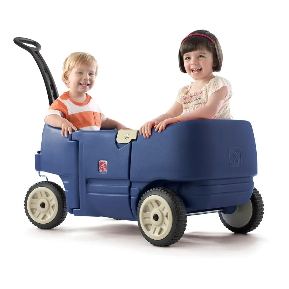 Step2 Wagon for Two Plus Blue Foldable Wagon for Kids with Seats