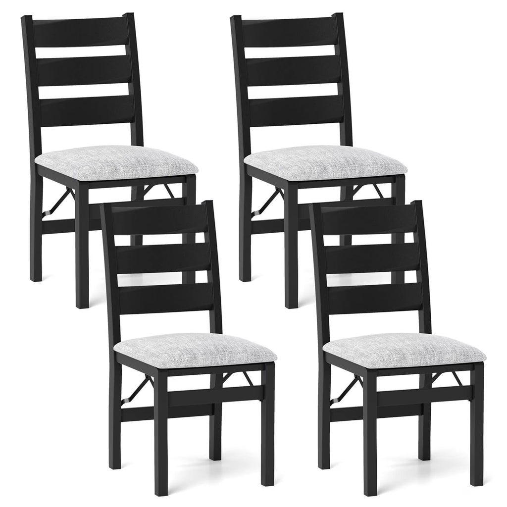 Costway Folding Chairs Set of 2 Modern Upholstered Chairs with Comfy Backrest & Padded Seat