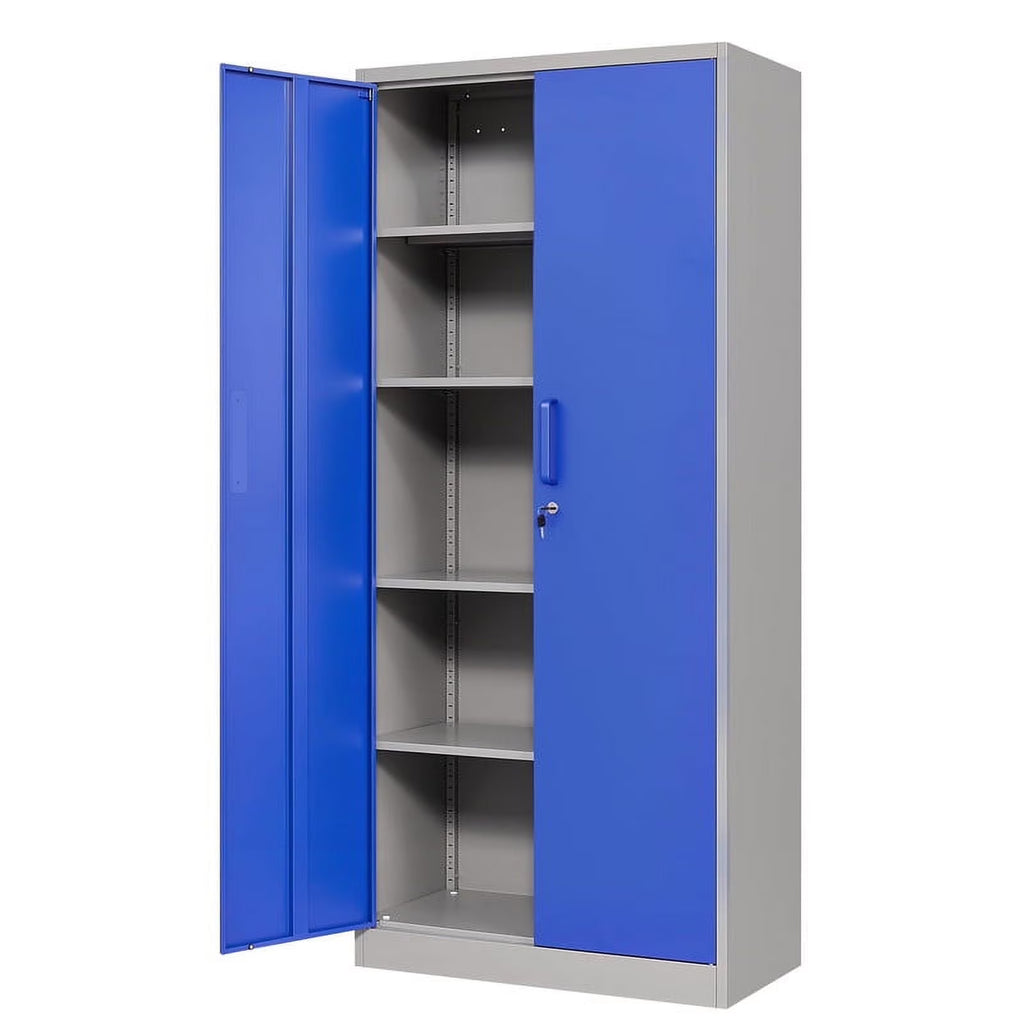 Fesbos Metal Garage Storage Cabinet with 2 Doors and 4 Adjustable Shelves - 71" Steel Lockable File Cabinet,Locking Tool Cabinet for Office,Home,Garage,Gym (Blue)