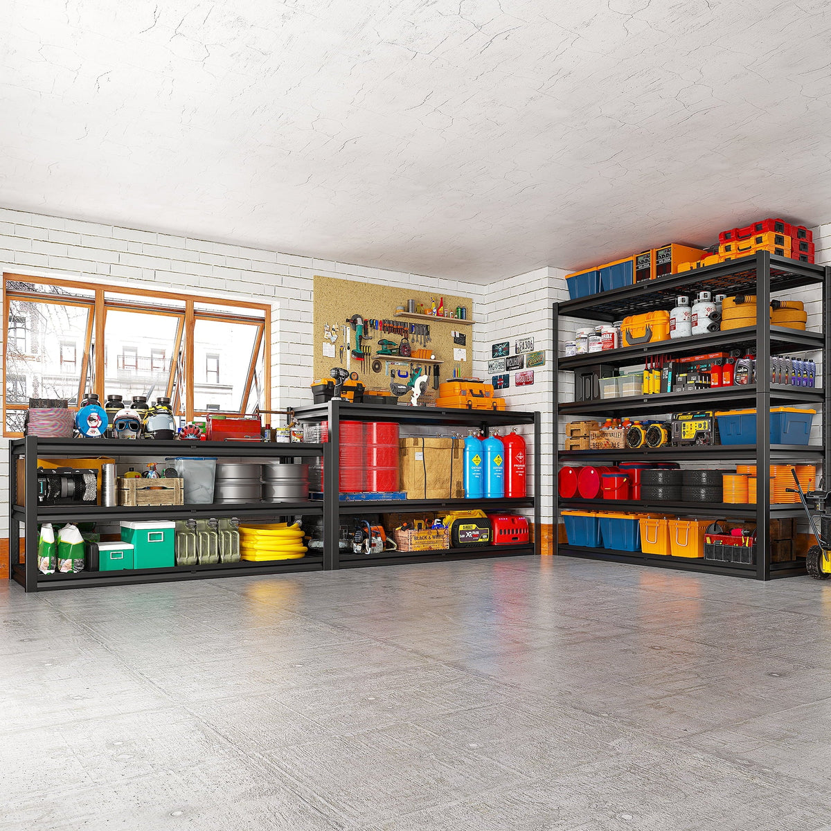 REIBII 55" W Wire Shelving Garage Shelves Heavy Duty 3000lbs Adjustable 5-Tier Storage Rack
