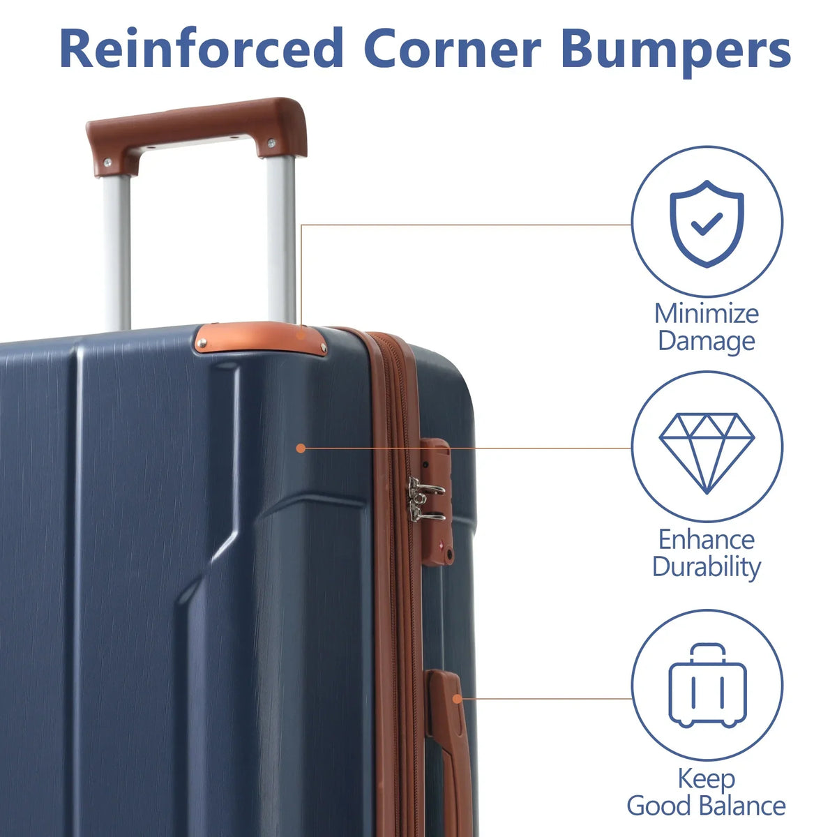 Luggage Sets 3 Piece, Expandable Hard shell ABS Suitcases with Double Spinner, Travel luggage Set