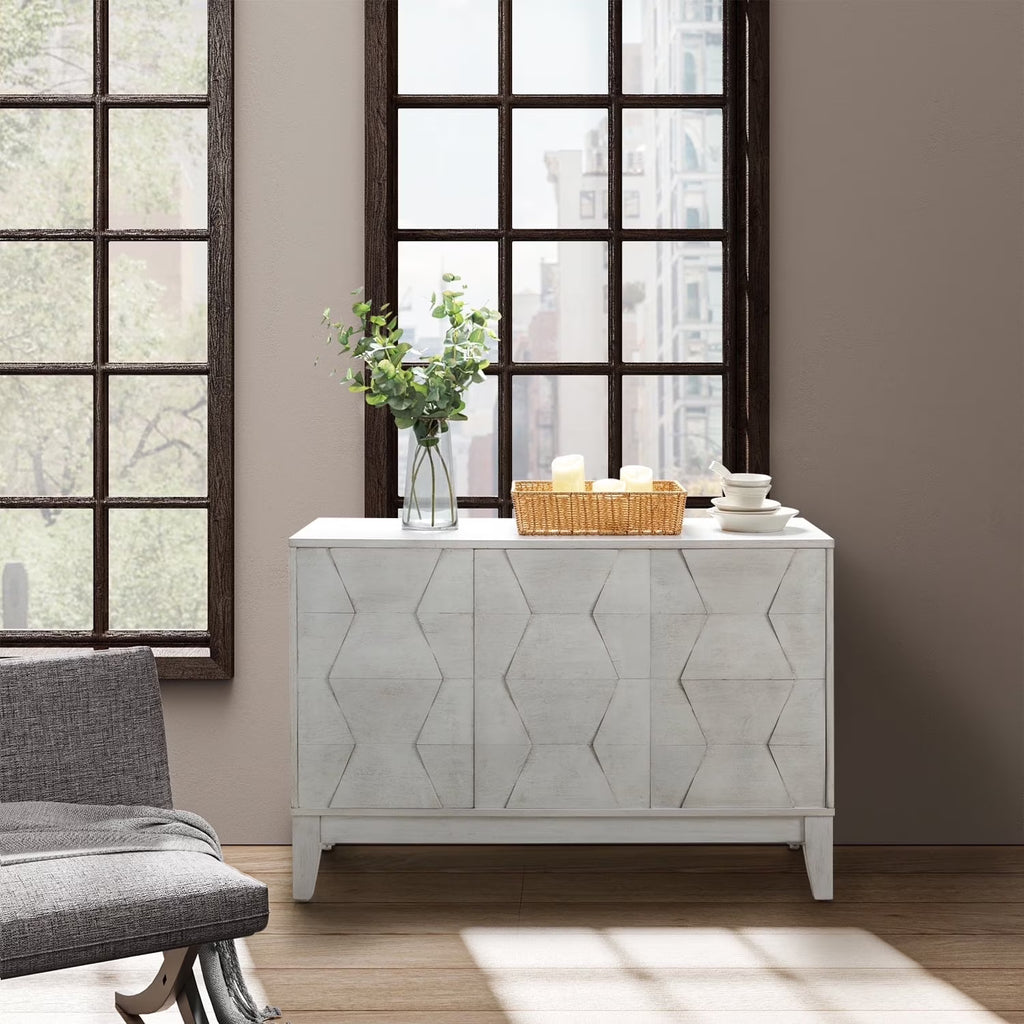 Wooden 45" Sideboard Buffet Cabinet 2 Doors with Adjustable Shelves Living Room Entryway Bedroom Walnut