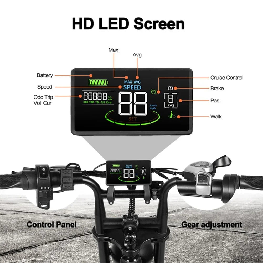 Tamobyke Electric Bike for Adults,Peak 1500W 28mph Mountain Ebike,48V 15.6AH 20" Fat Tire Electric Bicycle Full Suspension UL2849