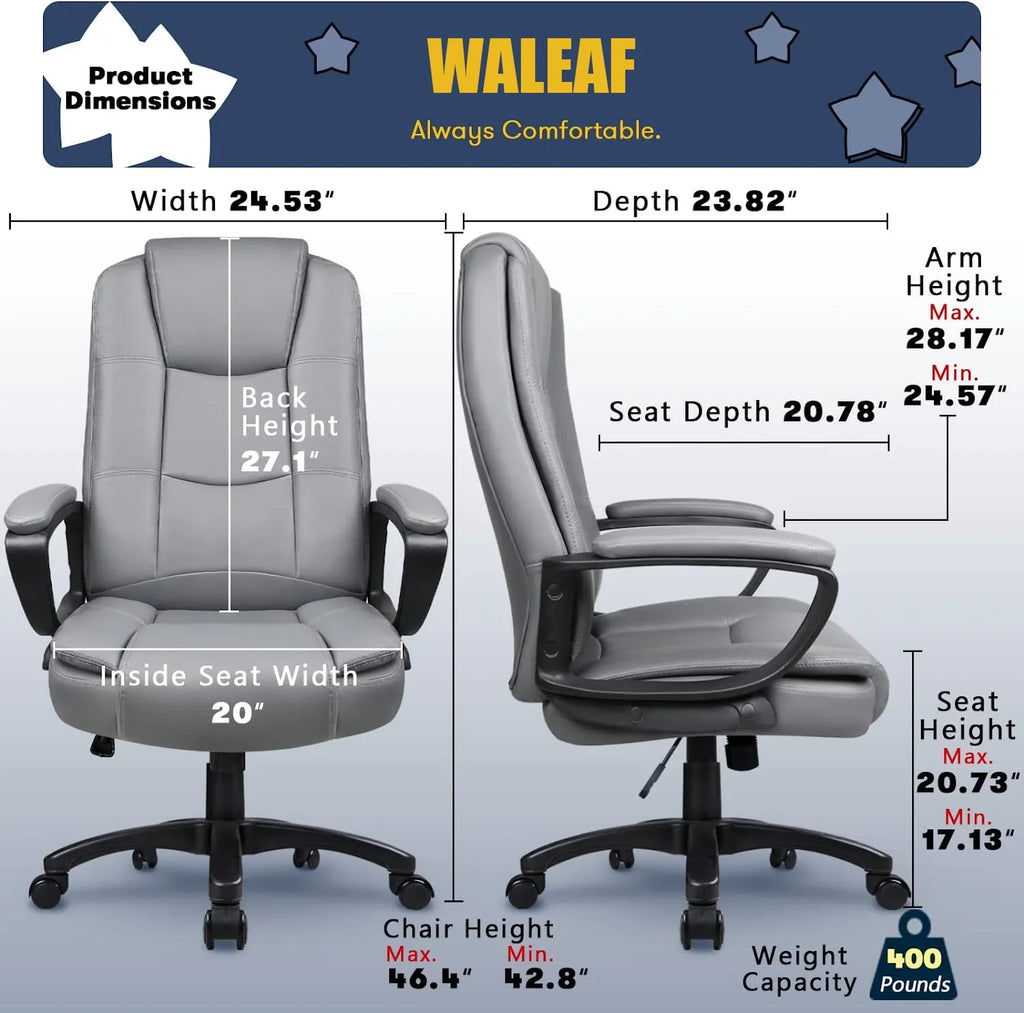 Waleaf Home Office Chair, 400LBS 8Hours Heavy Duty Design, Ergonomic High Back Cushion Lumbar Back Support, Computer Desk Chair, Big and Tall Chair for Work