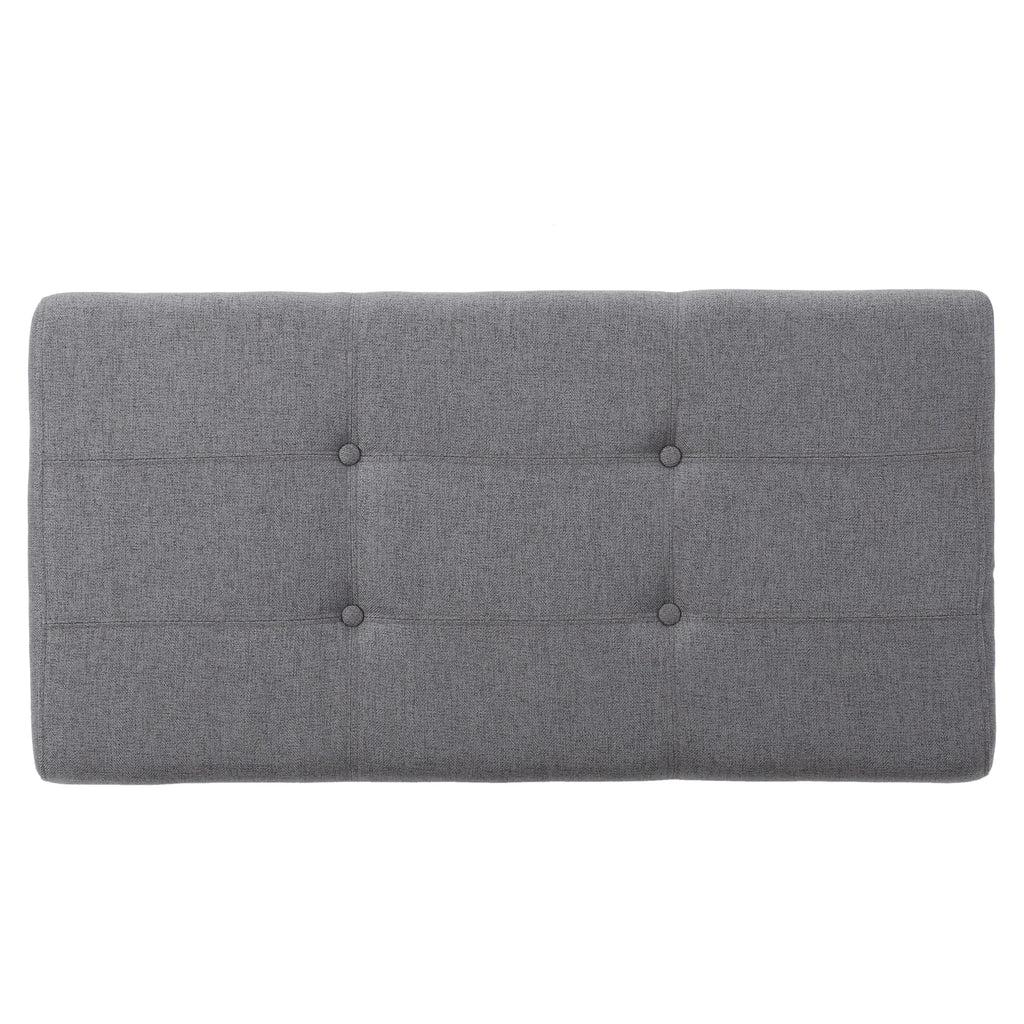 GDF Studio Valeno Mid Century Modern Fabric Tufted Storage Ottoman Bench, Light Gray and Light Brown