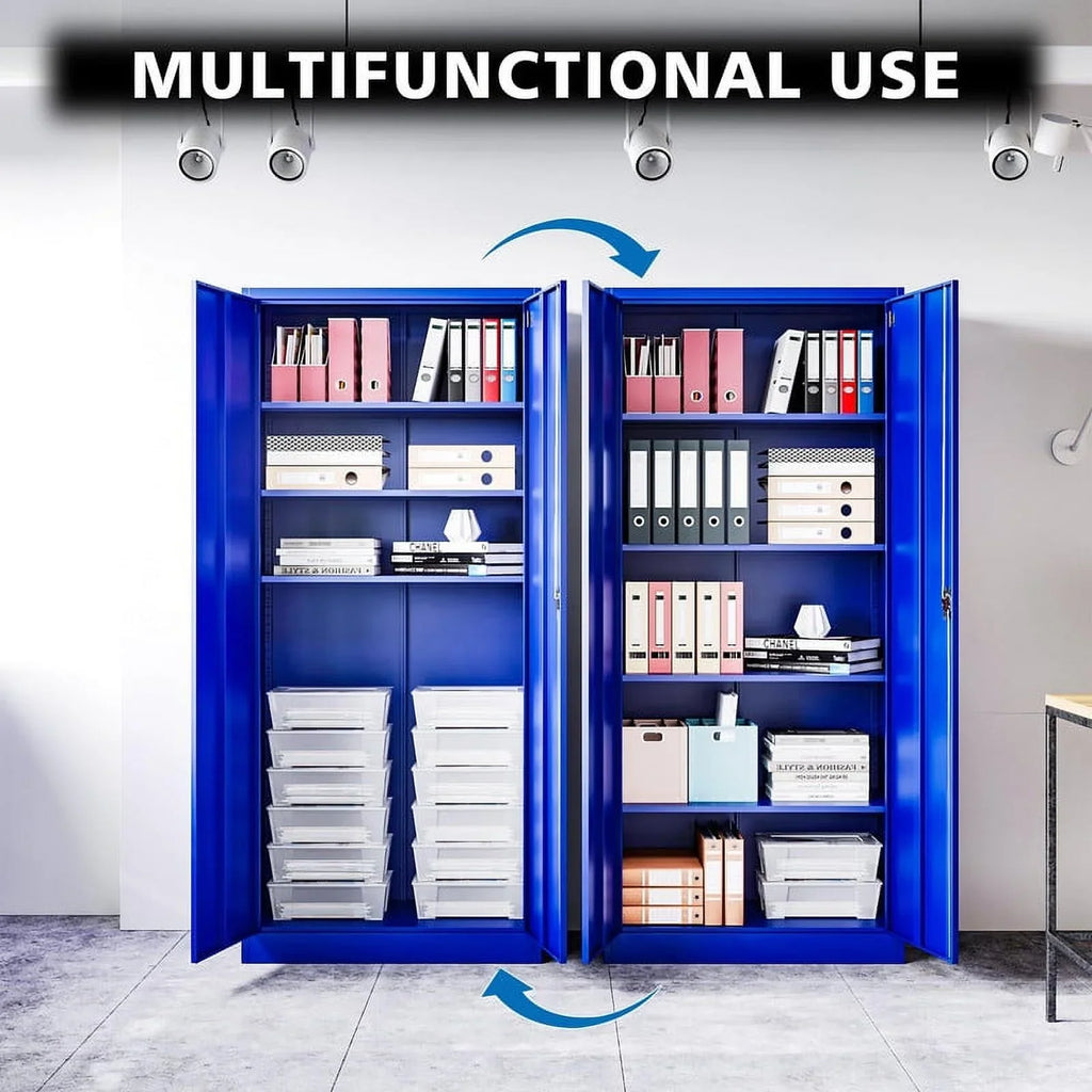 Fesbos Metal Garage Storage Cabinet with 2 Doors and 4 Adjustable Shelves - 71" Steel Lockable File Cabinet,Locking Tool Cabinet for Office,Home,Garage,Gym (Blue)