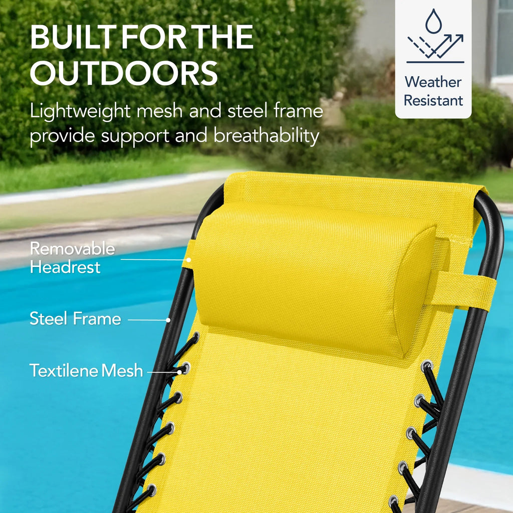 Best Choice Products Folding Outdoor Zero Gravity Rocking Lounge Chair w/ Headrest Pillow - Black