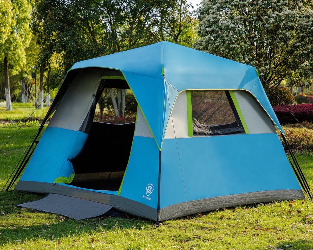 EVER ADVANCED 6 Person Blackout Camping Tent, Instant Family Tents, 60 s Quick Setup, Water-Resistant, Blue