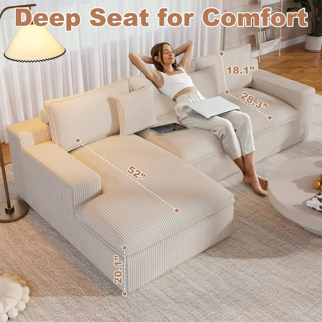 108" Modular Sectional Sofa, Cloud Sectional Couch with Deep Seat, Modern Modular L-Shape Sofa Couch with Chaise,Upholstered Couches for Living Room Bedroom