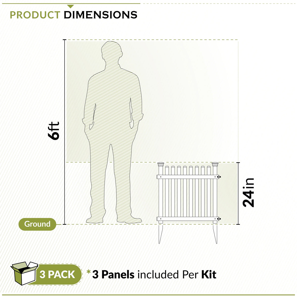 2ft H x 2ft W (3 Panels) No Dig Zippity Roger Rabbit Garden Fence Kit, White Vinyl Picket Fence Panels, Perfect Garden Fences and Borders for Dogs, Dog Fence Outdoor for Yard, ZP19056