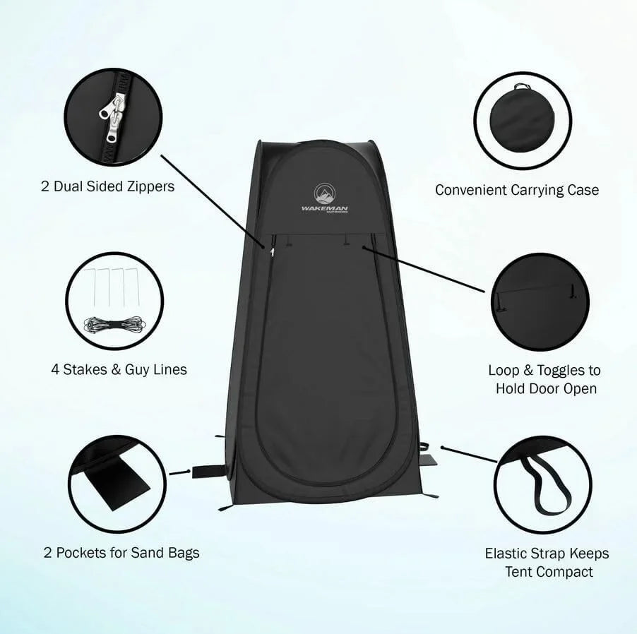Wakeman Privacy Tent Portable Camping Pop Up Pod Tent Toilet Stall w/Carry Bag