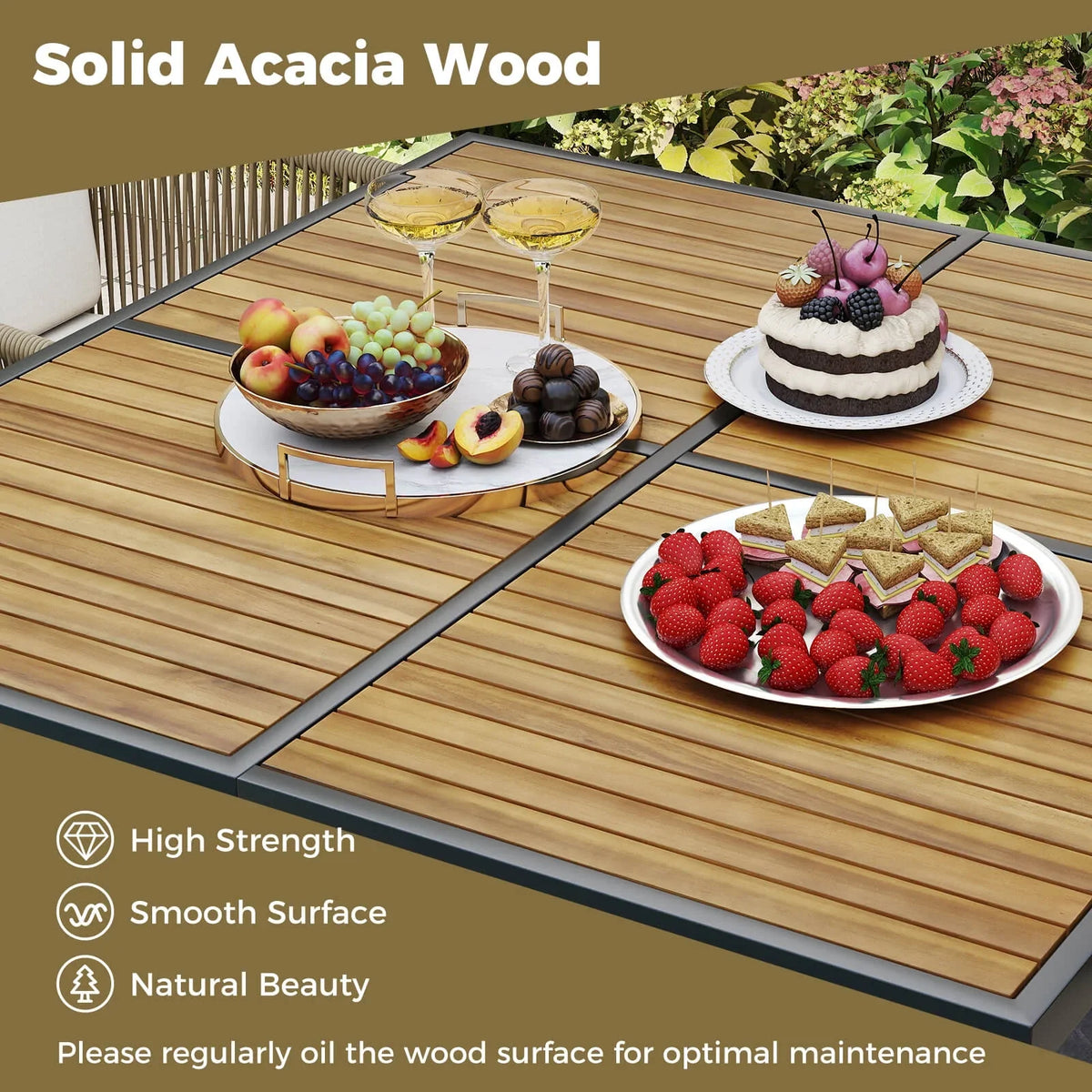 Costway 5 Pieces Patio Dining Set Outdoor Rectangular Table and Chairs Furniture Set