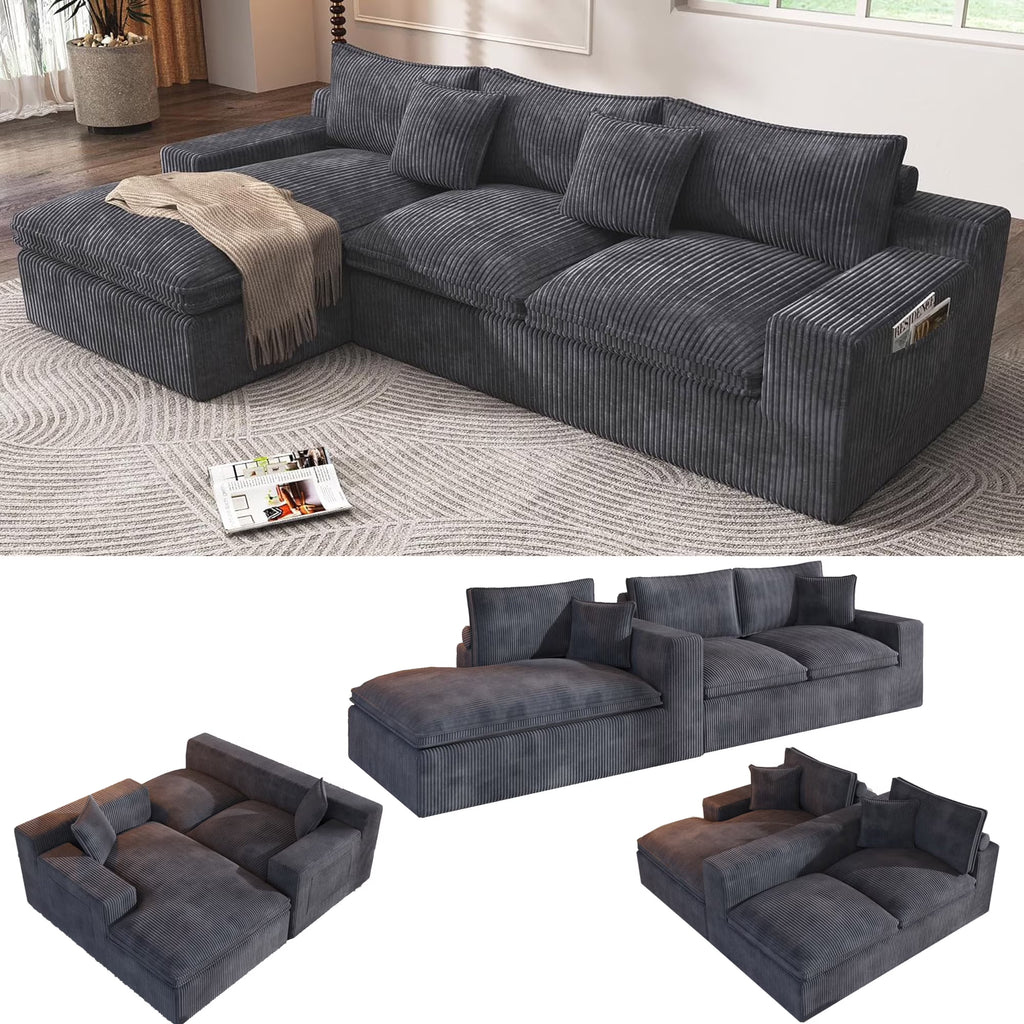 108" Modular Sectional Sofa, Cloud Sectional Couch with Deep Seat, Modern Modular L-Shape Sofa Couch with Chaise,Upholstered Couches for Living Room Bedroom