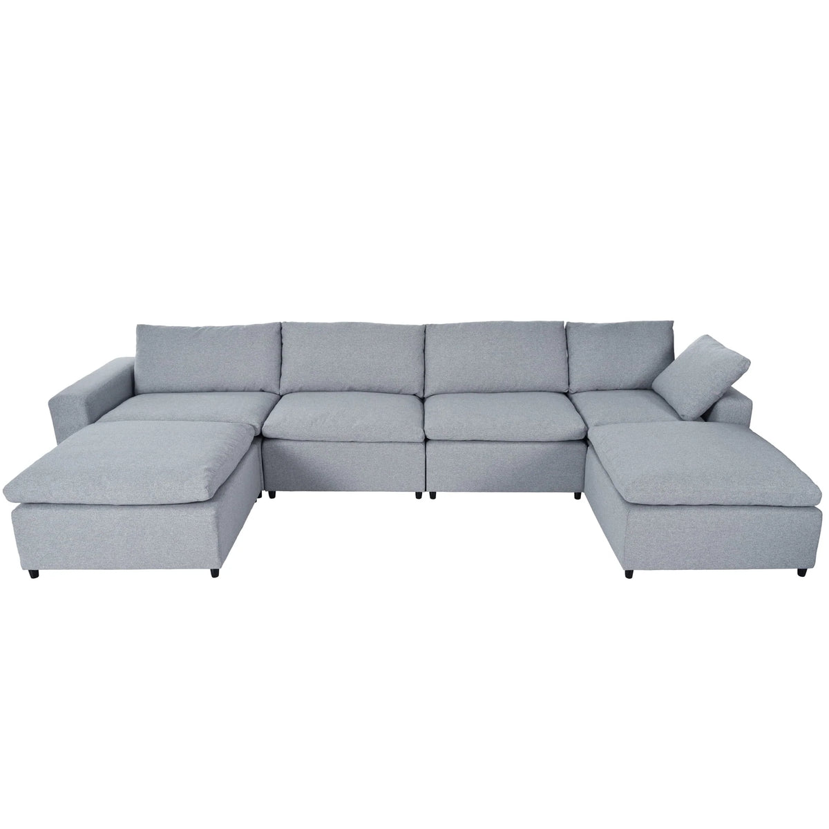 Harper & Bright Designs Convertible Modular Sectional Sofa with 2 Removable Ottomans & Pillows, Large U Shape Cloud Couch with Reversible Chaise for Living Room, Grey