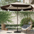 Grand Patio Ourdoor 9 ft Patio Umbrella with Fringe Tessels Market Umbrella & Push Button Tilt & Crank