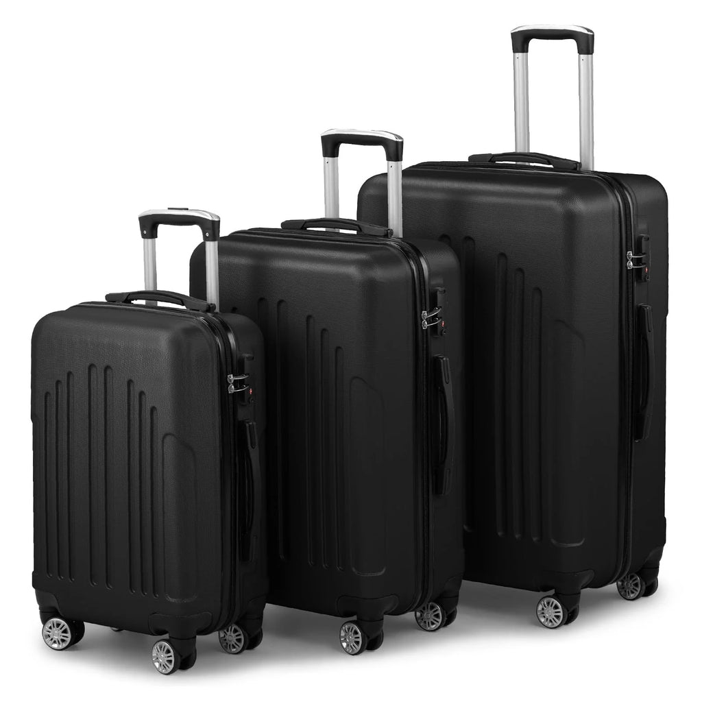 Red 3-Piece Hardshell Spinner Luggage Set (20in, 24in, 28in) - Large ABS Suitcase Set with 8 Wheels, Lightweight & Durable for Travel