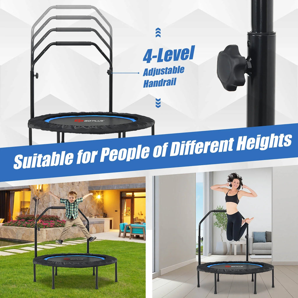 Costway 40'' Foldable Trampoline Fitness Rebounder with Resistance Bands Adjustable Home Green