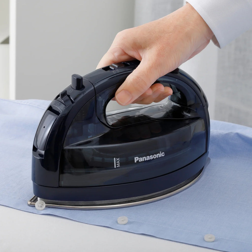 Panasonic NI-WL700A Cordless Steam/Dry Iron, 1500W Wide Stainless Steel Plate, Blue