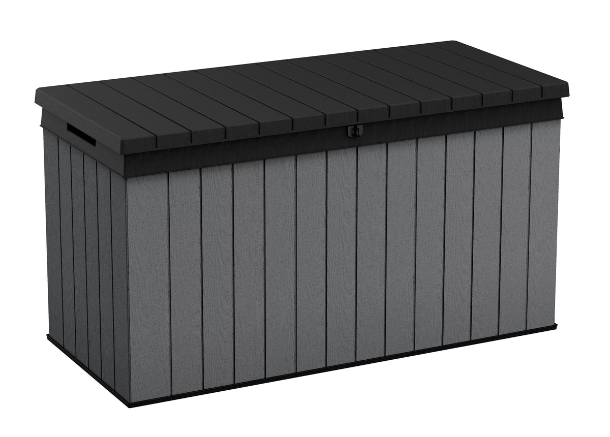 Keter Darwin 100 Gallon Large Resin Deck Box for Patio Outdoor Storage, Grey