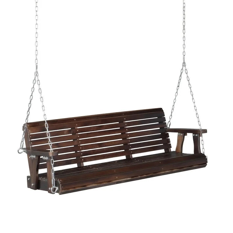 3-person Wood Porch Swing Brown