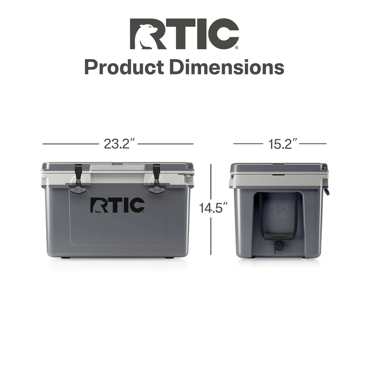 RTIC 32 QT Ultra-Light Hard-Sided Ice Chest Cooler, Fits 48 Cans, Dark Grey & Cool Grey