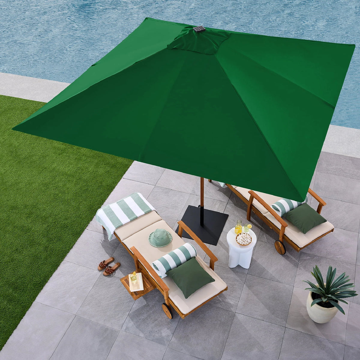 Best Choice Products 9ft Deep Square Solar LED Lighted Patio Umbrella w/ Woodgrain Pattern, UV-Resistant - Black