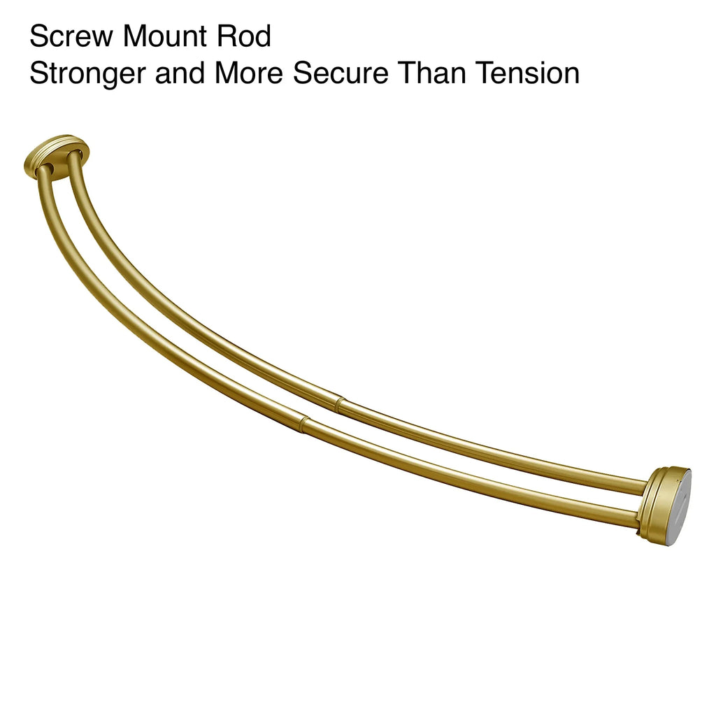Utopia Alley Rustproof Wall Mounted Aluminum Double Curved Shower Curtain Rod, Screw Mount Rod, Secure Than Tension, Adjustable Shower Rod from 45" to 72", Includes shower liner & hooks (Bronze)