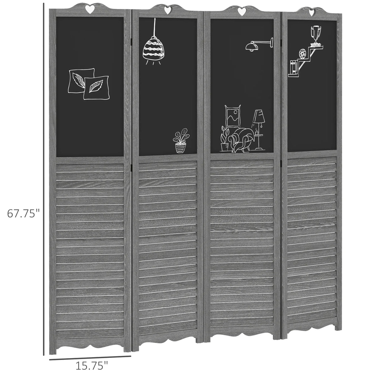 HOMCOM 5.5' 4 Panel Room Divider, Indoor Privacy Screens for Home, Brown