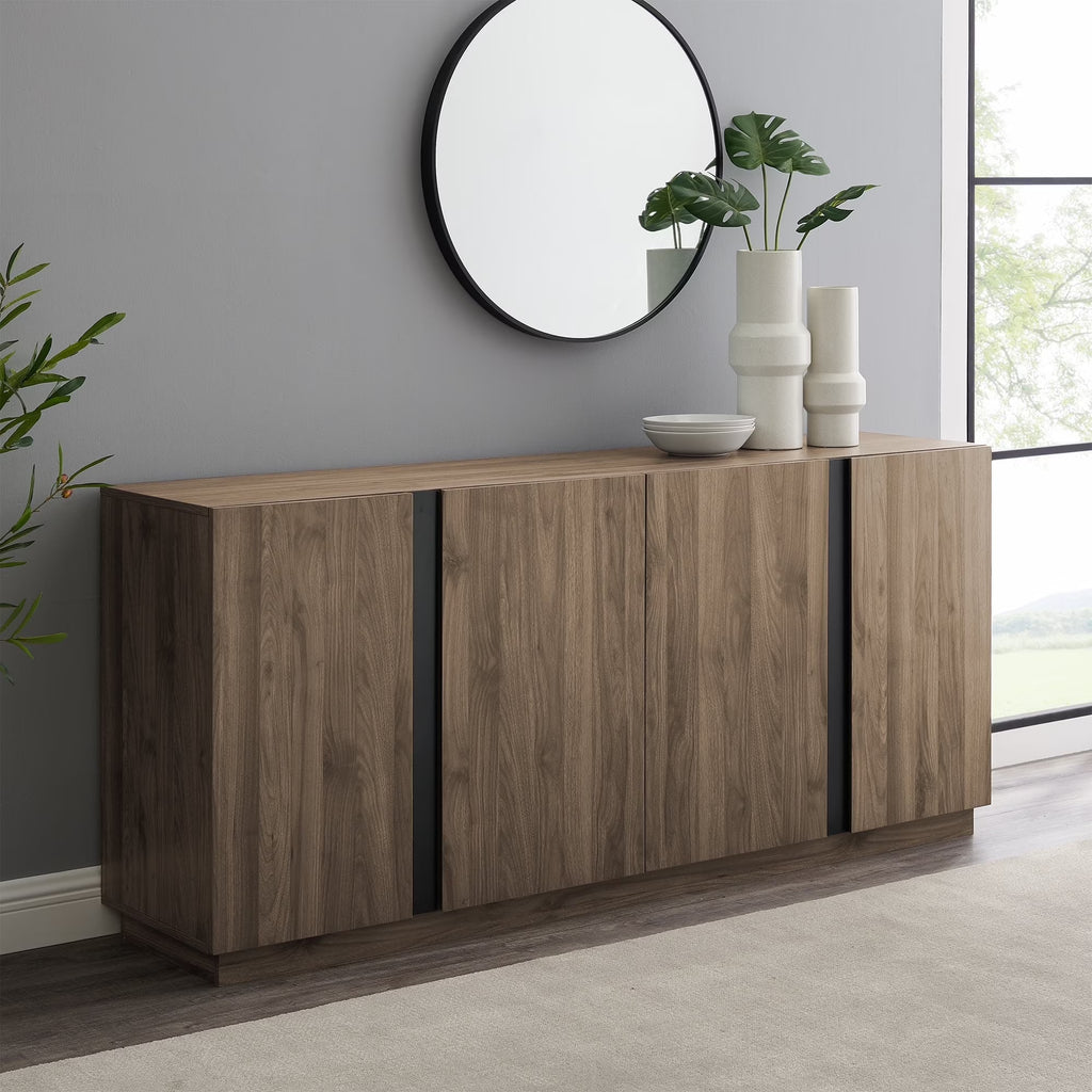 Walker Edison Modern 4-Door TV Stand for TVs up to 80", Slate Grey