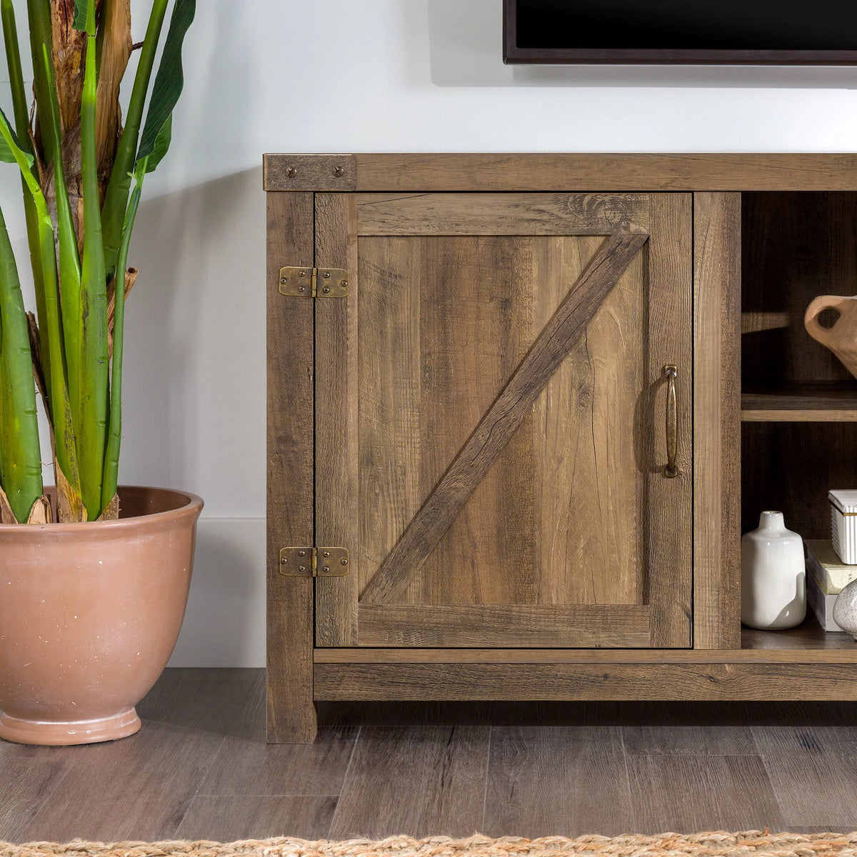Walker Edison Modern Farmhouse Barn Door TV Stand for TVs up to 65", Grey Wash