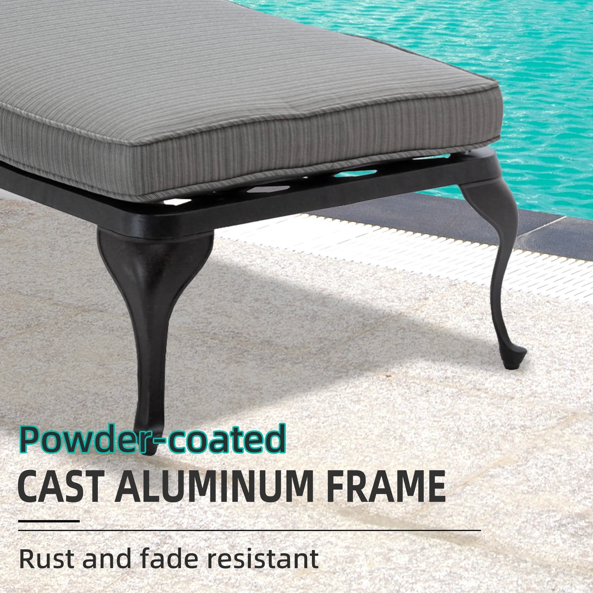 Homefun Aluminum Weatherproof Outdoor Chaise Lounge, Antique Bronze