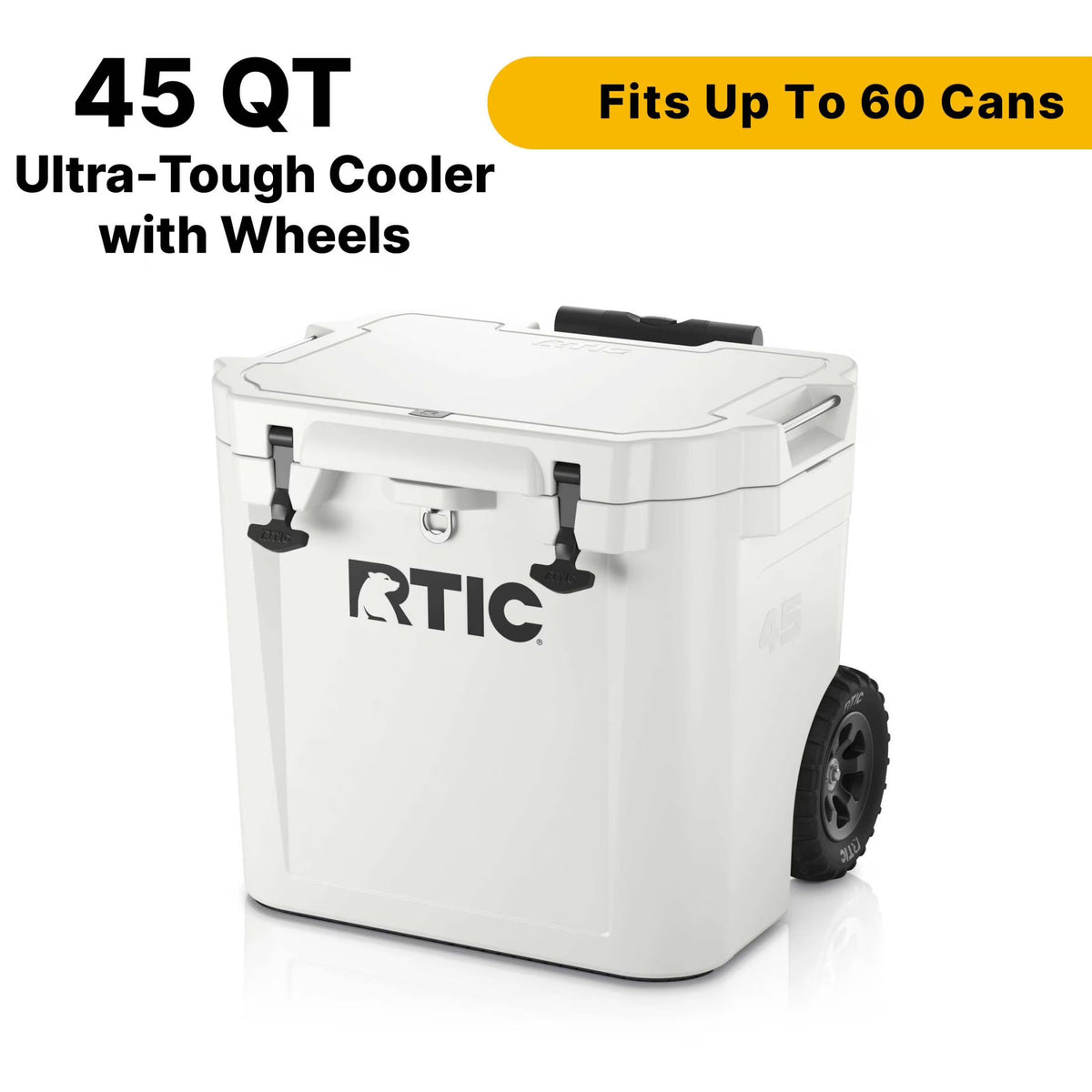 RTIC 45 QT Ultra-Tough Wheeled Hard-Sided Ice Chest Cooler, Fits 60 Cans, White