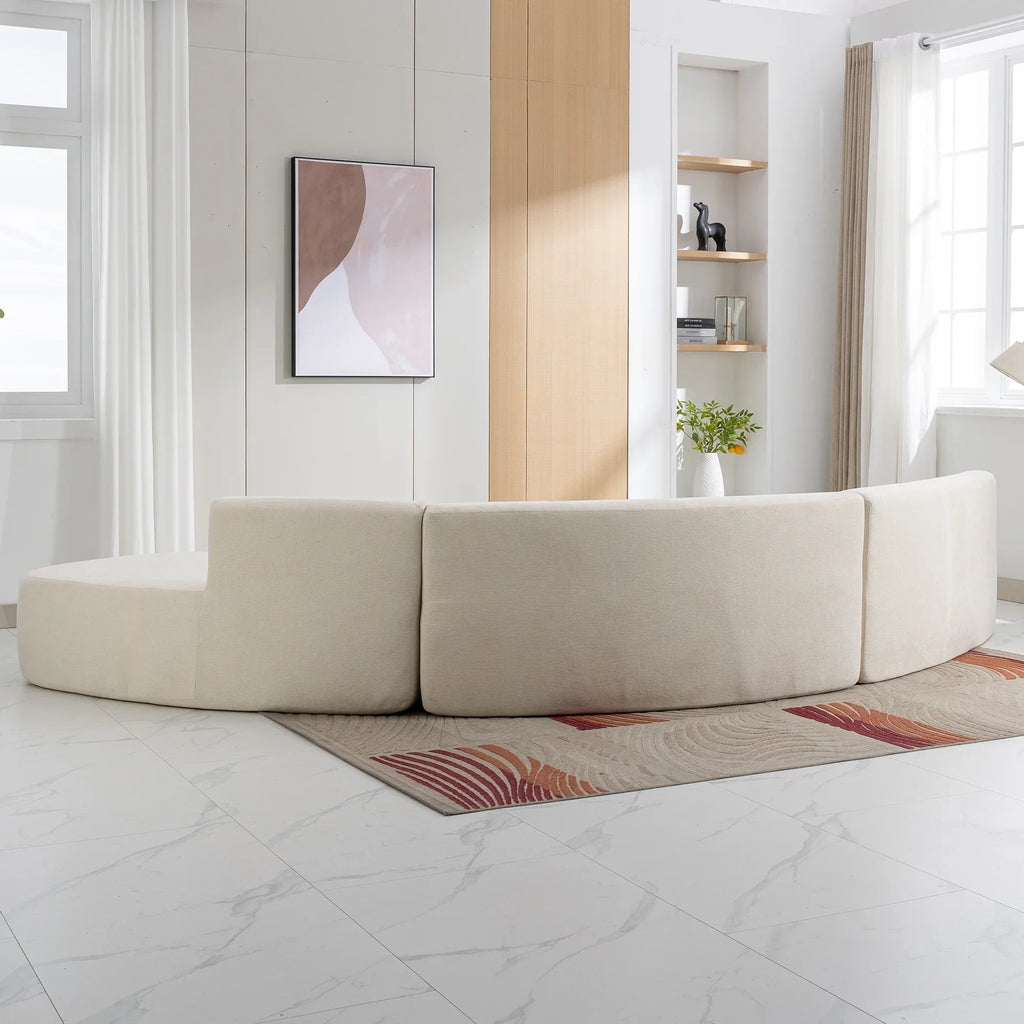 Harper & Bright Designs Modern Curved Floor Sofa Set, Modular Sectional Sponge Couch for Living Room, 2 PC Free Combination No Assembly Foam-Filled Sofa, Beige