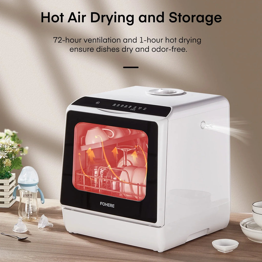 Countertop Dishwasher with Timeing Function, 6 Programs, 360" Dual Spray, 167�H High-Temp, Mini Portable Dishwasher for Home,Apartments,RVs