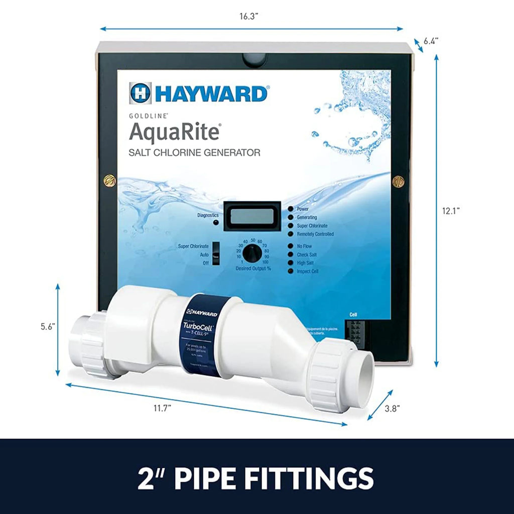 Hayward W3AQR3 AquaRite T-CELL-3 Salt Chlorinator with TurboCell for 15,000 Gallon In Ground Swimming Pools with Digital Display