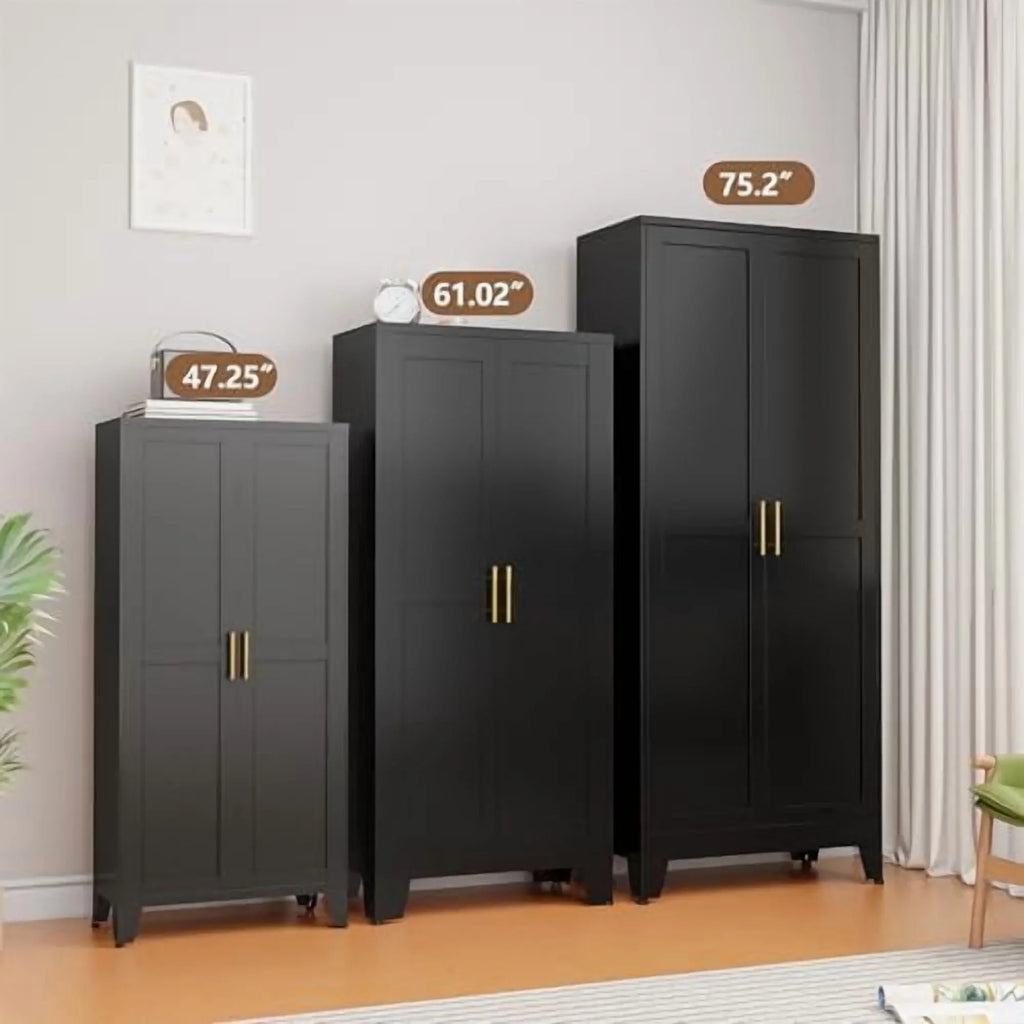 Metal Kitchen Pantry Storage Cabinet with 2 Doors and 3 Adjustable Shelves,Pantry Cabinet with Adjustable Leveling Foot for Kitchen, Living Room, Dining Room"White"