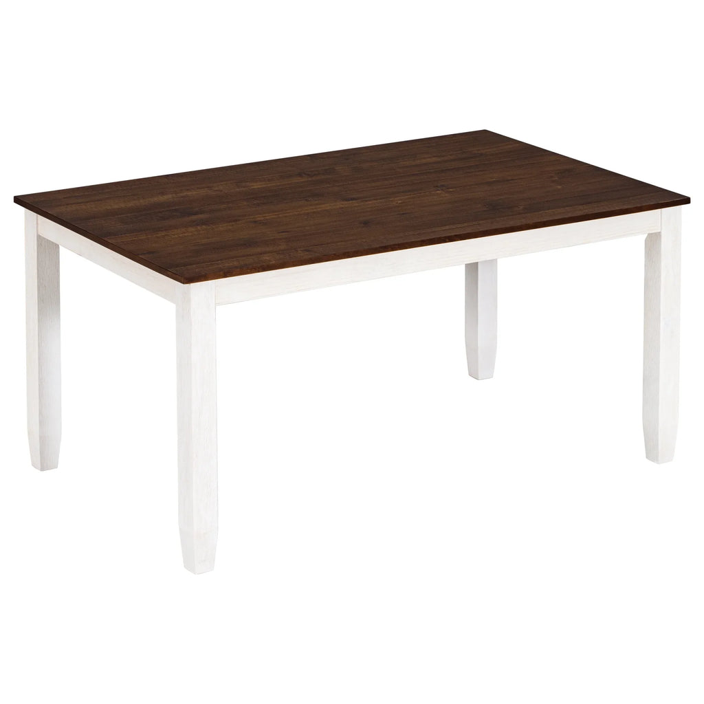 Rustic Dining table Set for 6, Wooden Rectangular Kitchen Dining Table with 4 Upholstered Dining Chairs and 1 Padded Bench, Dining Set with 4 Chairs, Dining Set for 6, Brown+Whitewash