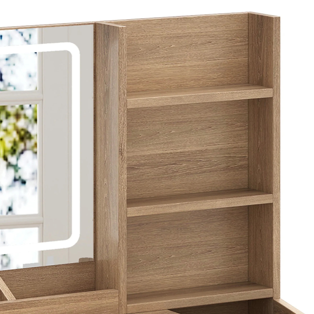 Craftian White Makeup Vanity Desk with Large Mirror and Lights, Dressing Table with 2 Storage Drawers & Power Outlets