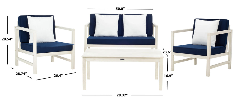 Safavieh Montez 4 Piece Outdoor Set with Accent Pillows