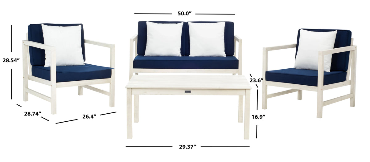 Safavieh Montez 4 Piece Outdoor Set with Accent Pillows