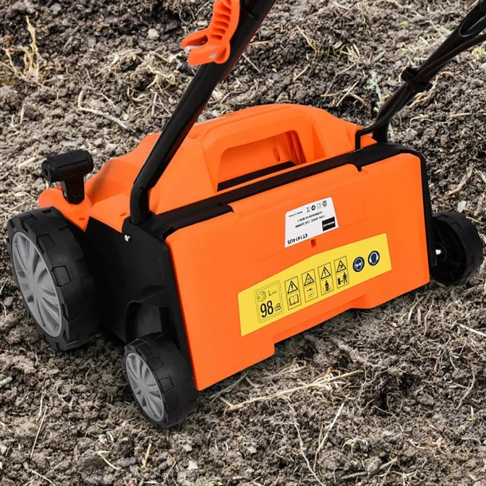 GVN 13 Inch 12 Amp Electric Scarifier with Collection Bag and Removable Blades-Orange
